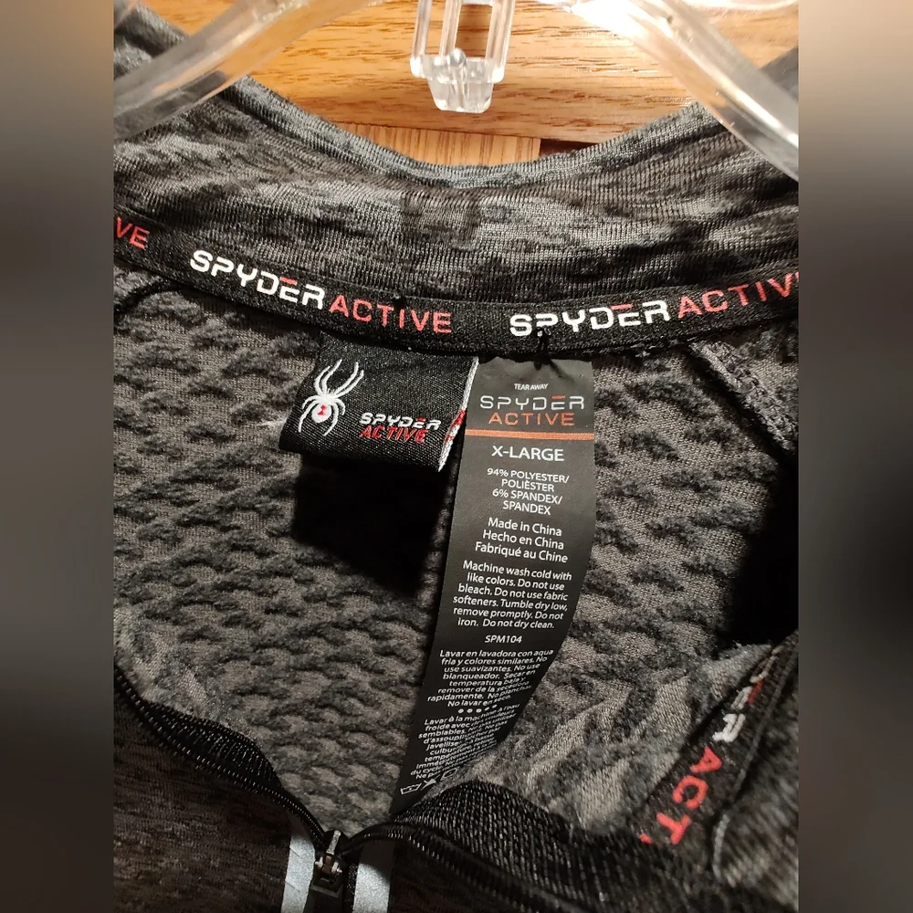 EUC Men's Spyder Active ProWeb Gray Quarter-Zip Pullover Fleece, XL - Picture 3 of 7